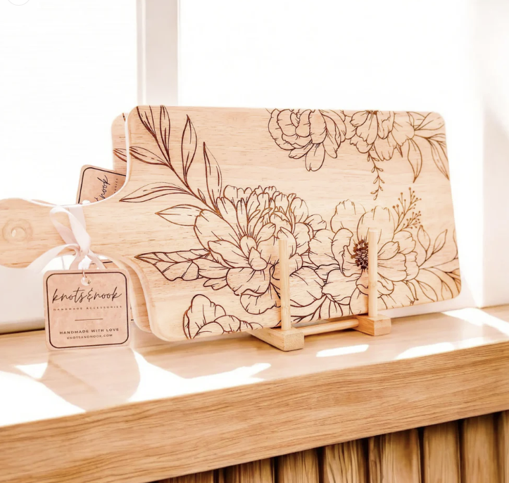 PEONY FLORAL ENGRAVED SERVING BOARD