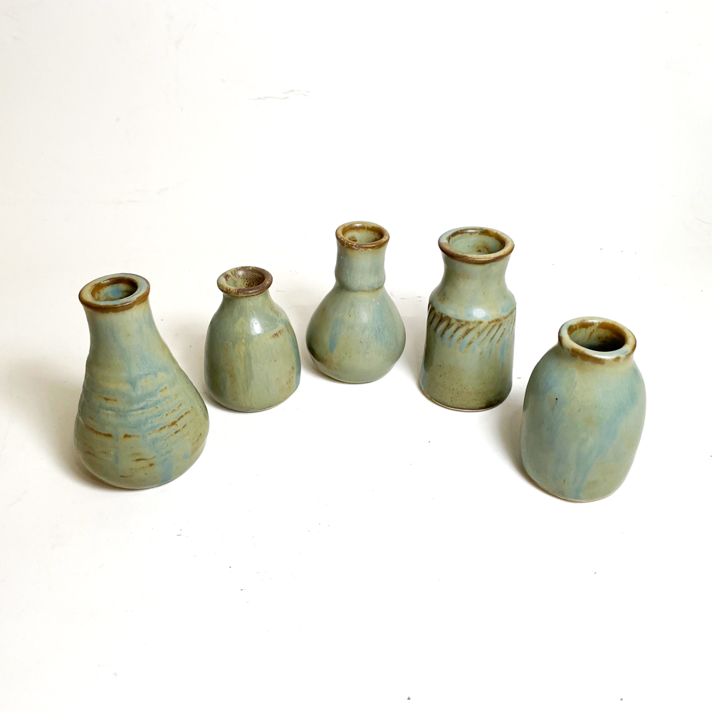 Tin Roof Gray Ceramic Flower Bud Vases Mini Bottles 5/case