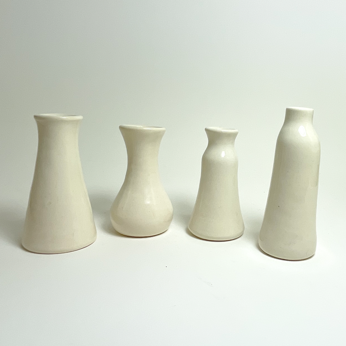 Pure White Ceramic Bud Vase Mini Bottles for Flowers 5/case