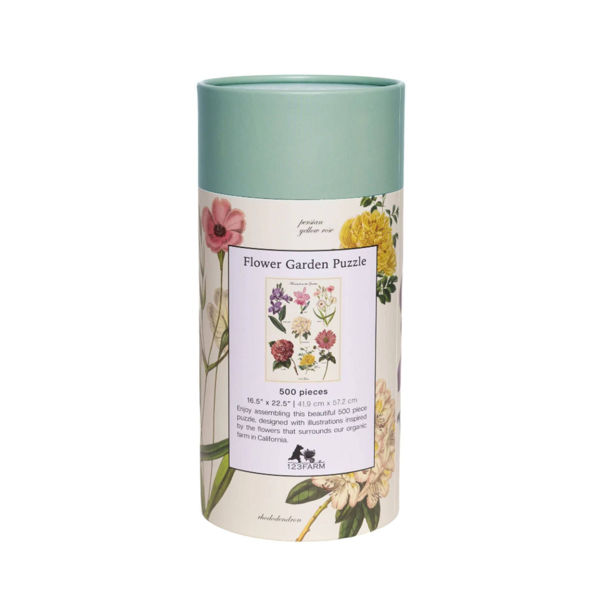 Flower Garden Puzzle – 500 Pc Tube with Vintage Illustration