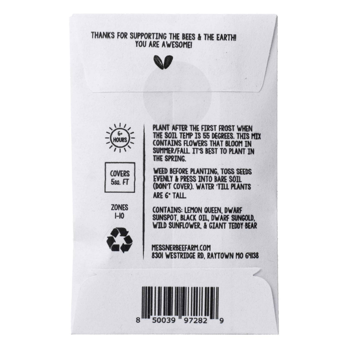 Honeybee Sunflower Garden Seed Packet