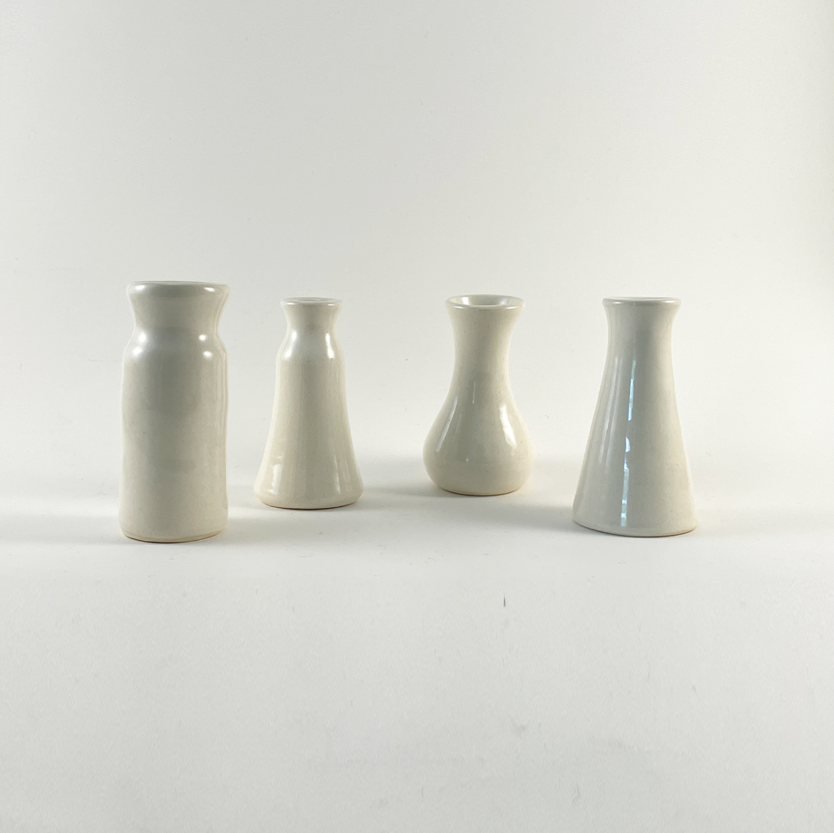 Pure White Ceramic Bud Vase Mini Bottles for Flowers 5/case