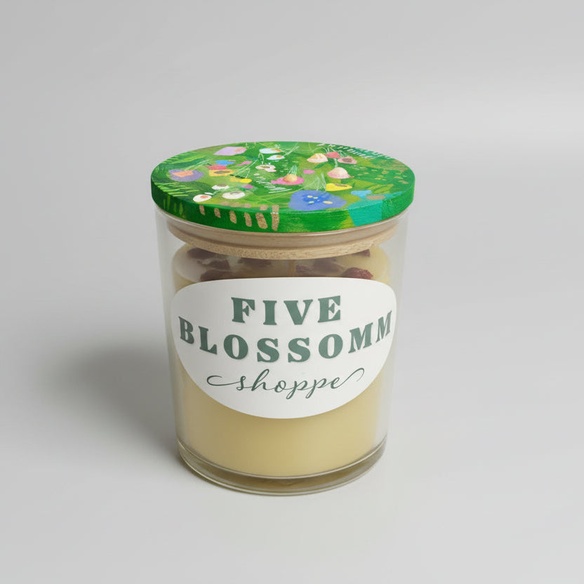 Beeswax Candle Bamboo Jar With EW Art