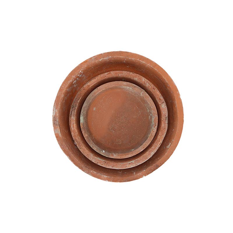 Aged Terracotta Set of 3 Saucers