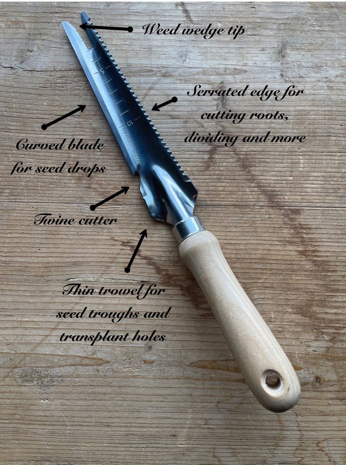 Premium Garden Multi-Tool - Stainless and Hardwood