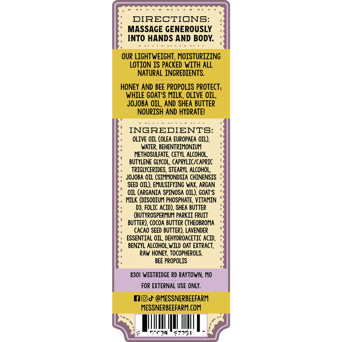 Lavender Oatmeal - Milk and Honey Lotion - 8oz