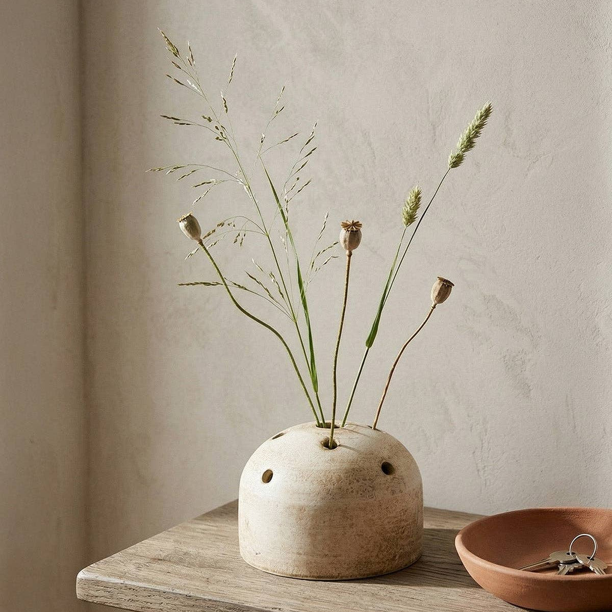 Terra Cotta Frog Vase, White Patina