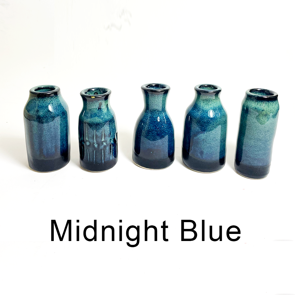 Midnight Blue Ceramic Bud Vase Mini Bottles for Flowers 5/cs
