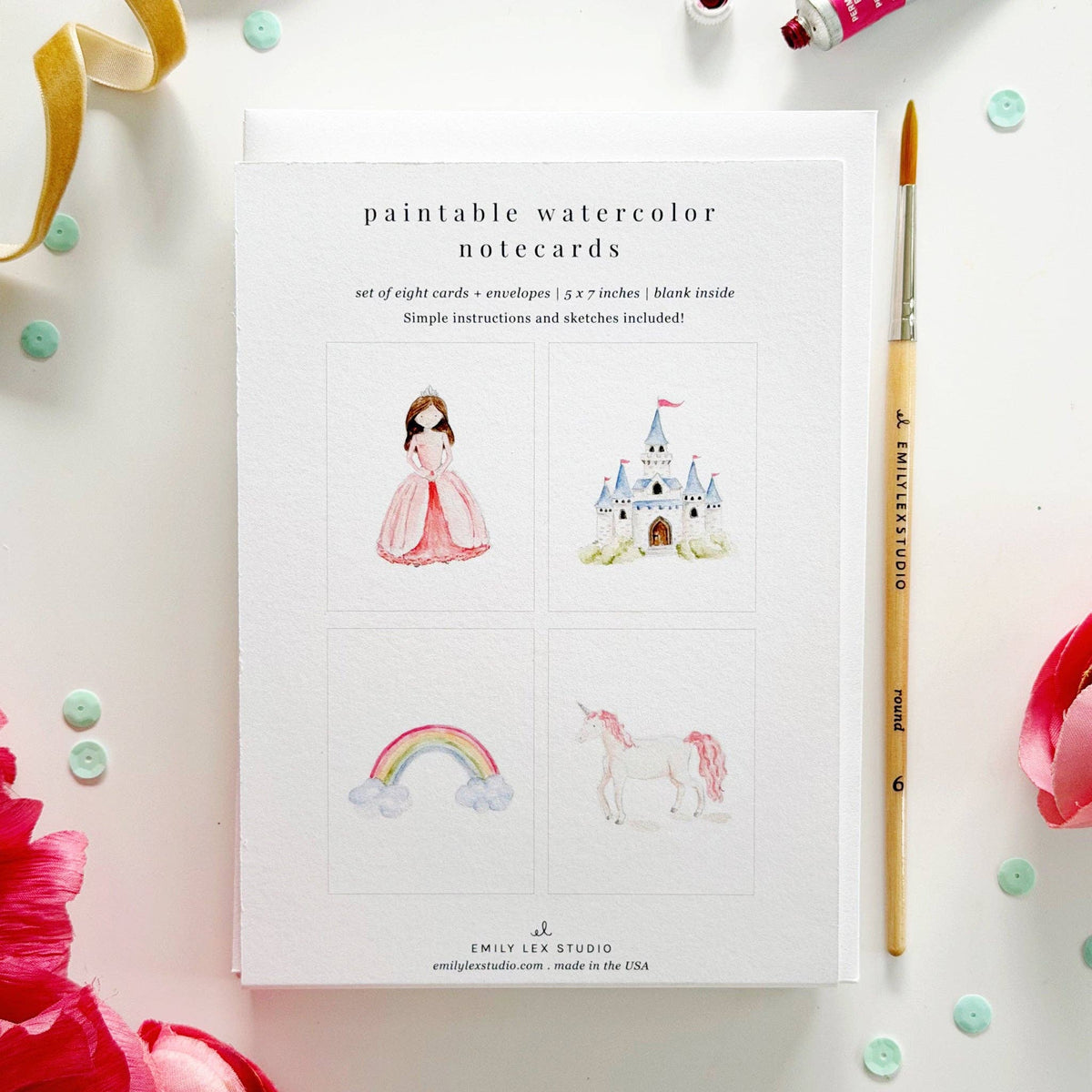 Fairytale paintable watercolor notecard set