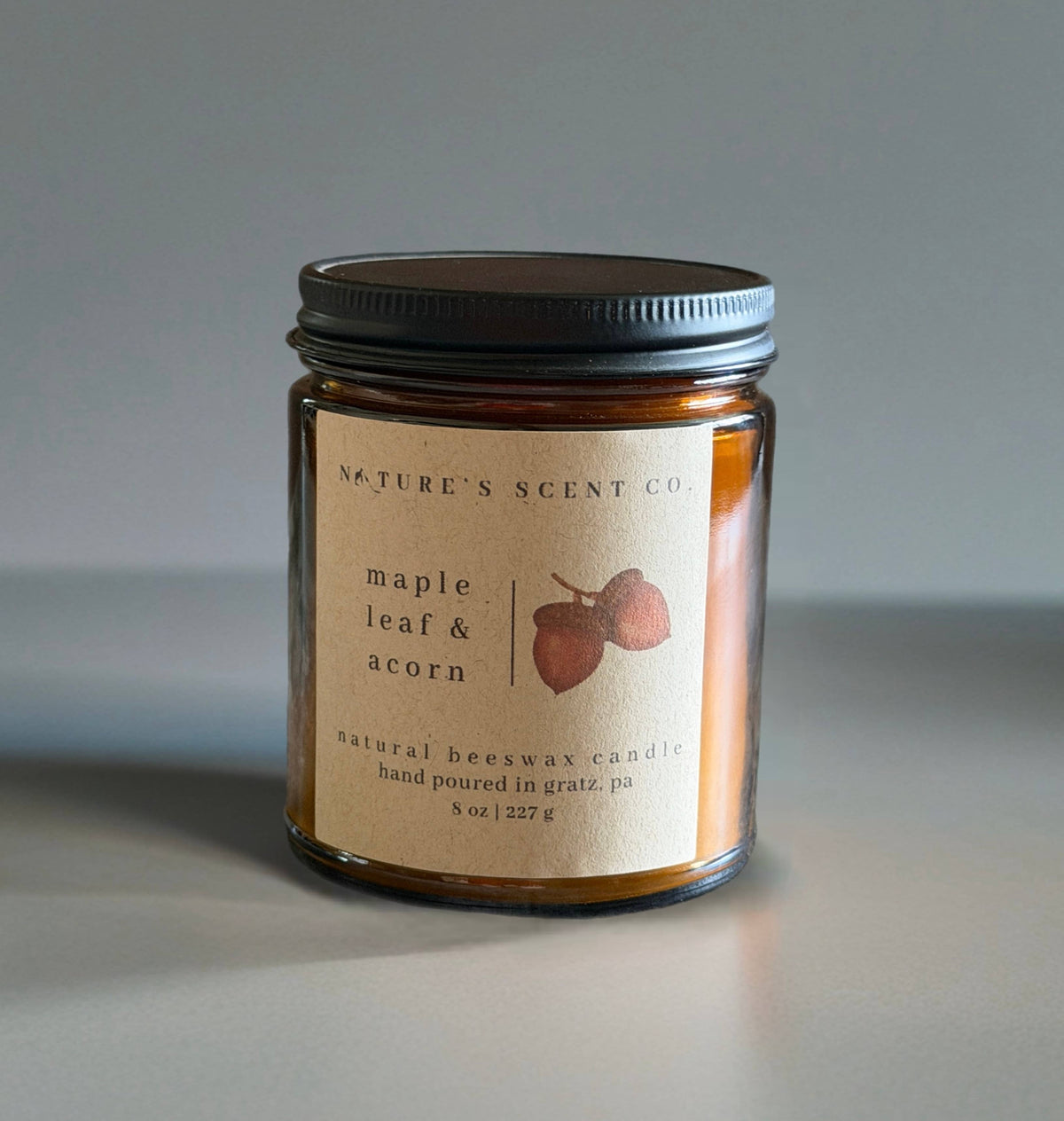 Maple Leaf & Acorn | Beeswax Candle