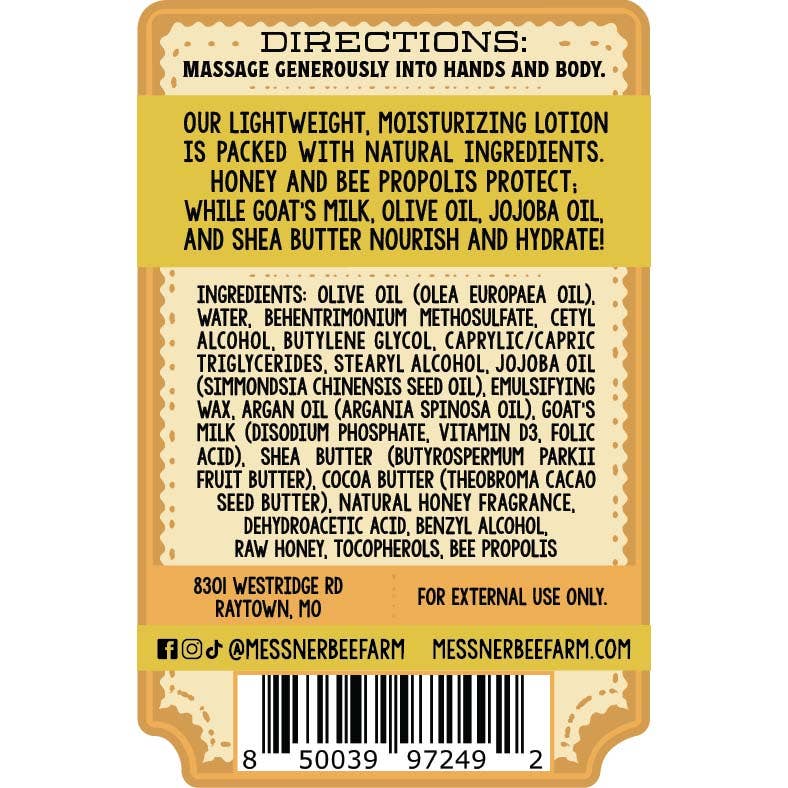 Wildflower Honey - Milk and Honey Lotion - 2oz Travel