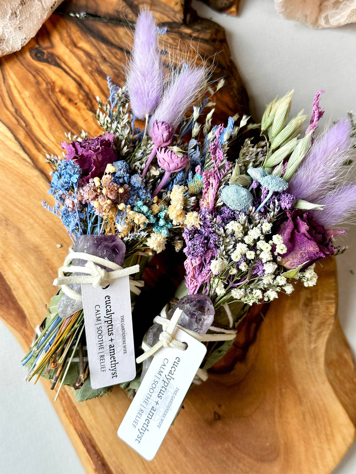 CALM + RELIEF | Eucalyptus & Amethyst with dried florals