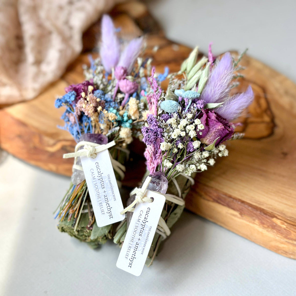 CALM + RELIEF | Eucalyptus & Amethyst with dried florals