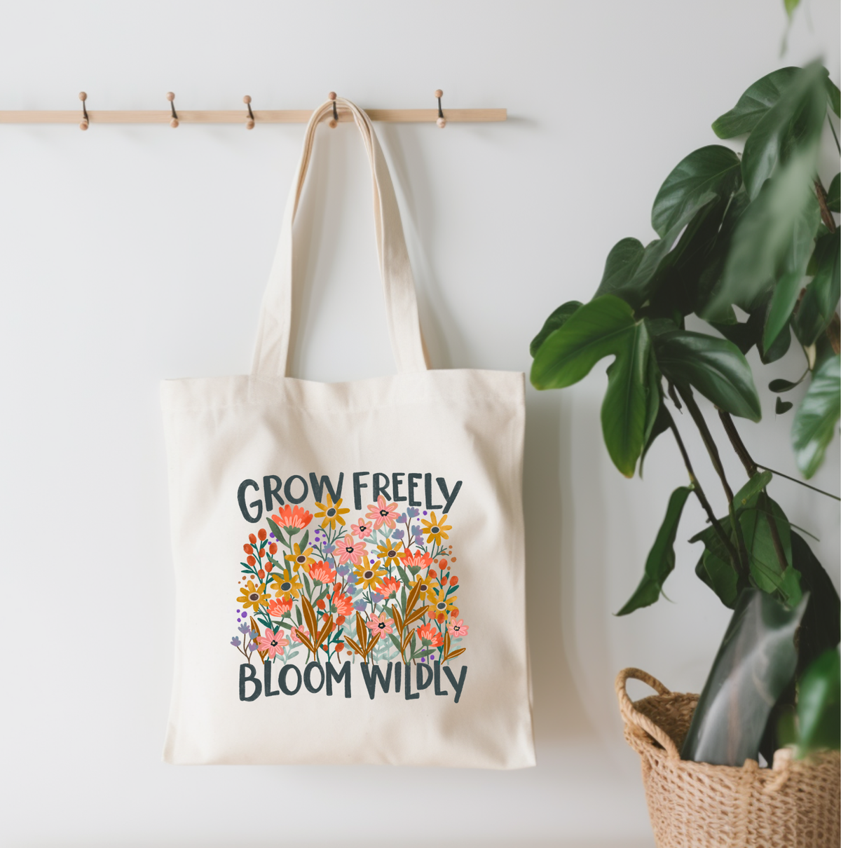 Grow Freely Bloom Wildly Canvas Tote Bag