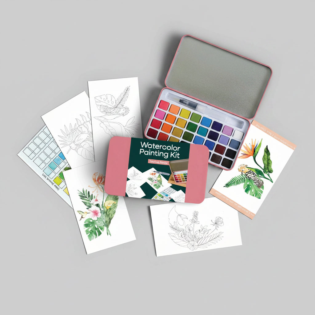Tropical Florals watercolor painting kit