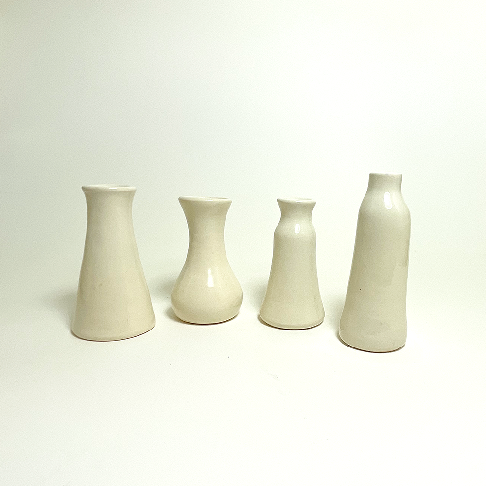 Pure White Ceramic Bud Vase Mini Bottles for Flowers 5/case