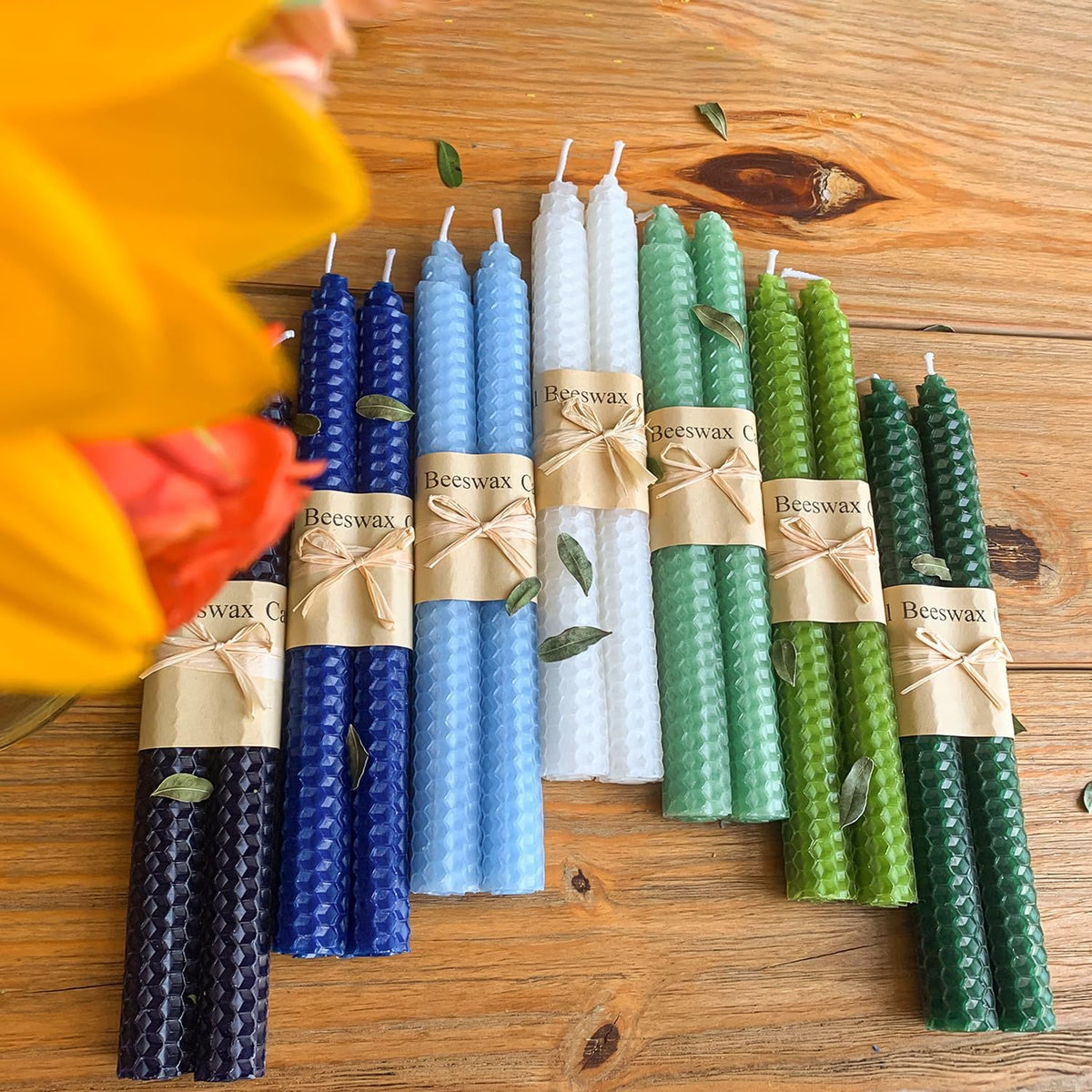 Lacaser Natural Beeswax Taper Candles