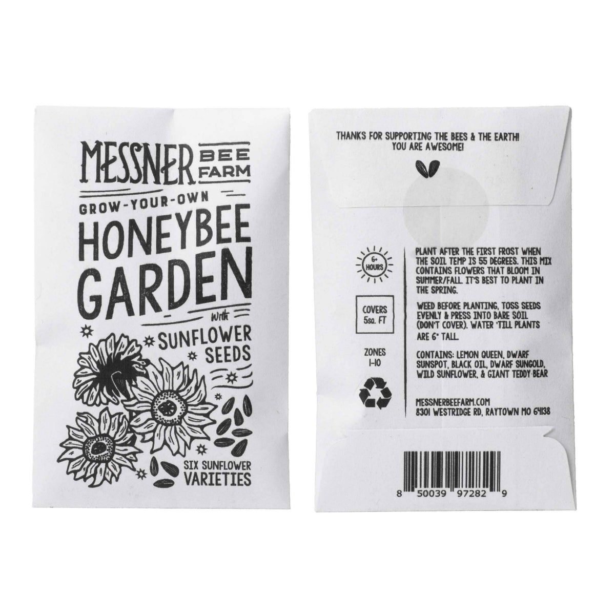 Honeybee Sunflower Garden Seed Packet