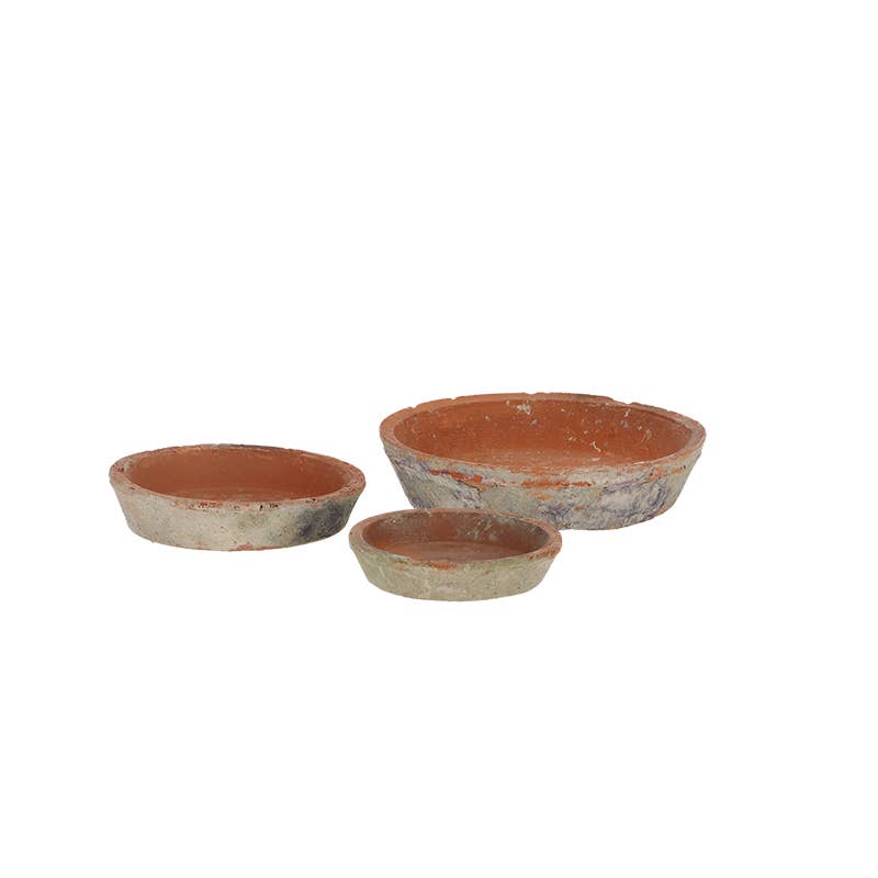 Aged Terracotta Set of 3 Saucers