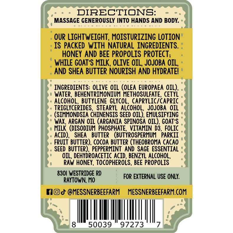 Peppermint Sage - Milk and Honey Lotion - 2oz. Travel