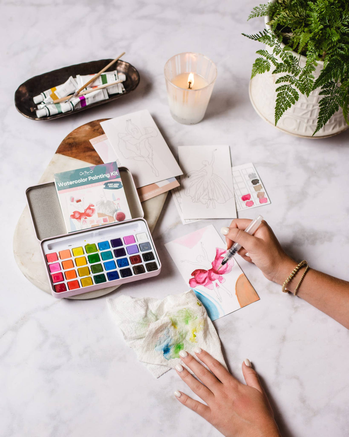 Zinnia Garden watercolor painting kit
