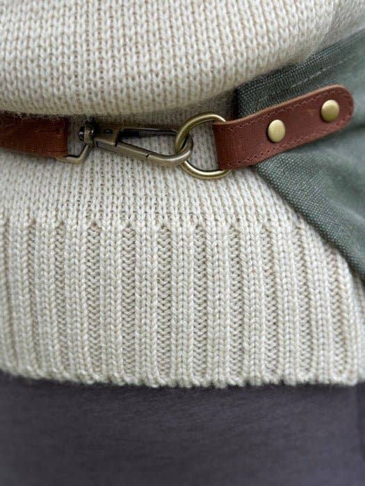 Hunter Green Waxed Canvas Half Apron with Real Leather Strap